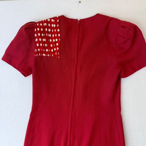 Patty O'Neil Vintage 60s Red Polka Dot Button Front Shift Dress Minnie Mouse - Picture 14 of 15